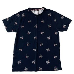 size L Denim & Flower Flamingo American Flag Tee Tshirt